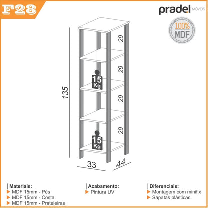 Estante Industrial Mdf C/ 5 Prateleiras Freijó/preto Fosco