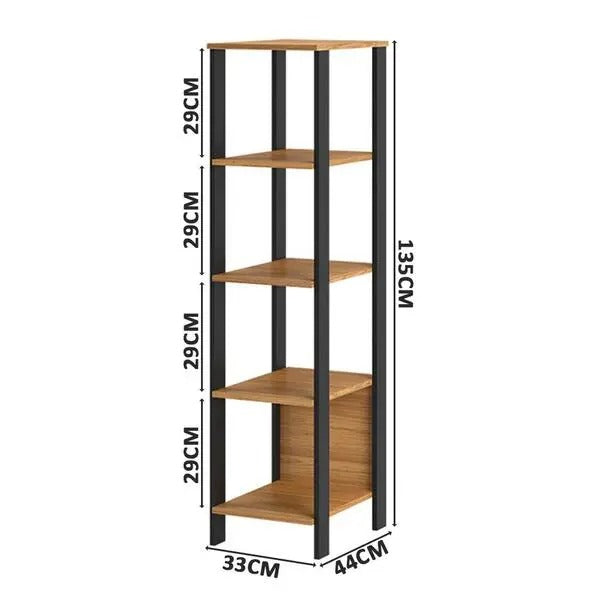 Estante Industrial Mdf C/ 5 Prateleiras Freijó/preto Fosco