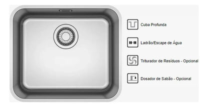 Cuba Franke Bell Única BCX 110-45 Inox 47,5x41cm Embutir
