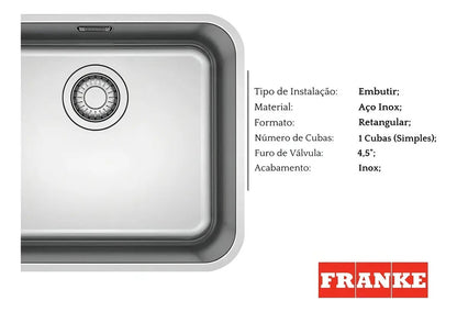 Cuba Franke Bell Única BCX 110-45 Inox 47,5x41cm Embutir