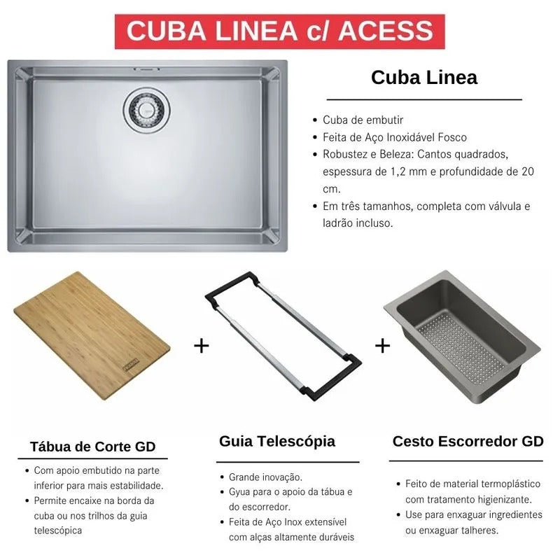 Cuba Franke Linea 40 Inox 40x40cm Com Acessórios All-In
