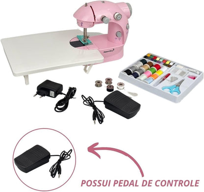 Mini Máquina De Costura Elétrica Com Mesa E Kit Portátil Importway