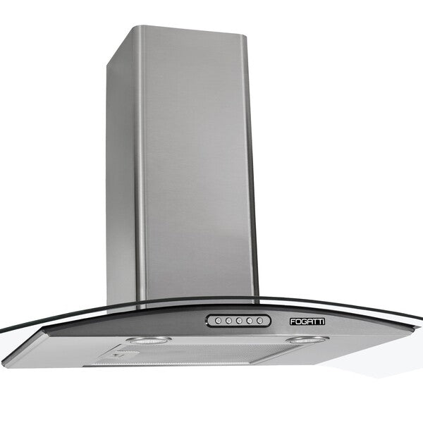Coifa De Parede Fogatti Vidro Curvo Slim Inox 4 E 6 Bocas 90cm - 127v