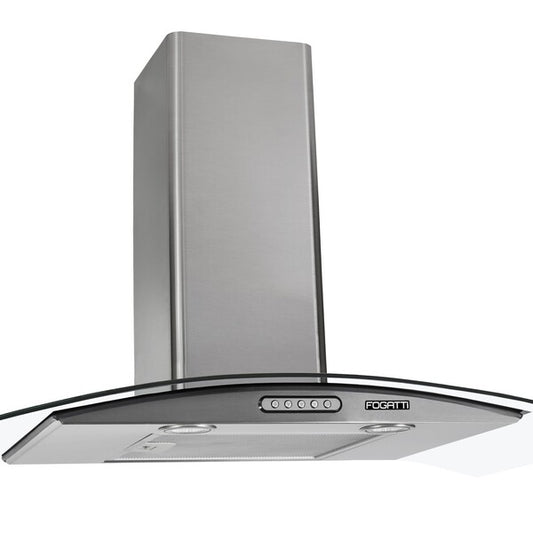 Coifa De Parede Fogatti Vidro Curvo Slim Inox 4 E 6 Bocas 90cm - 127v
