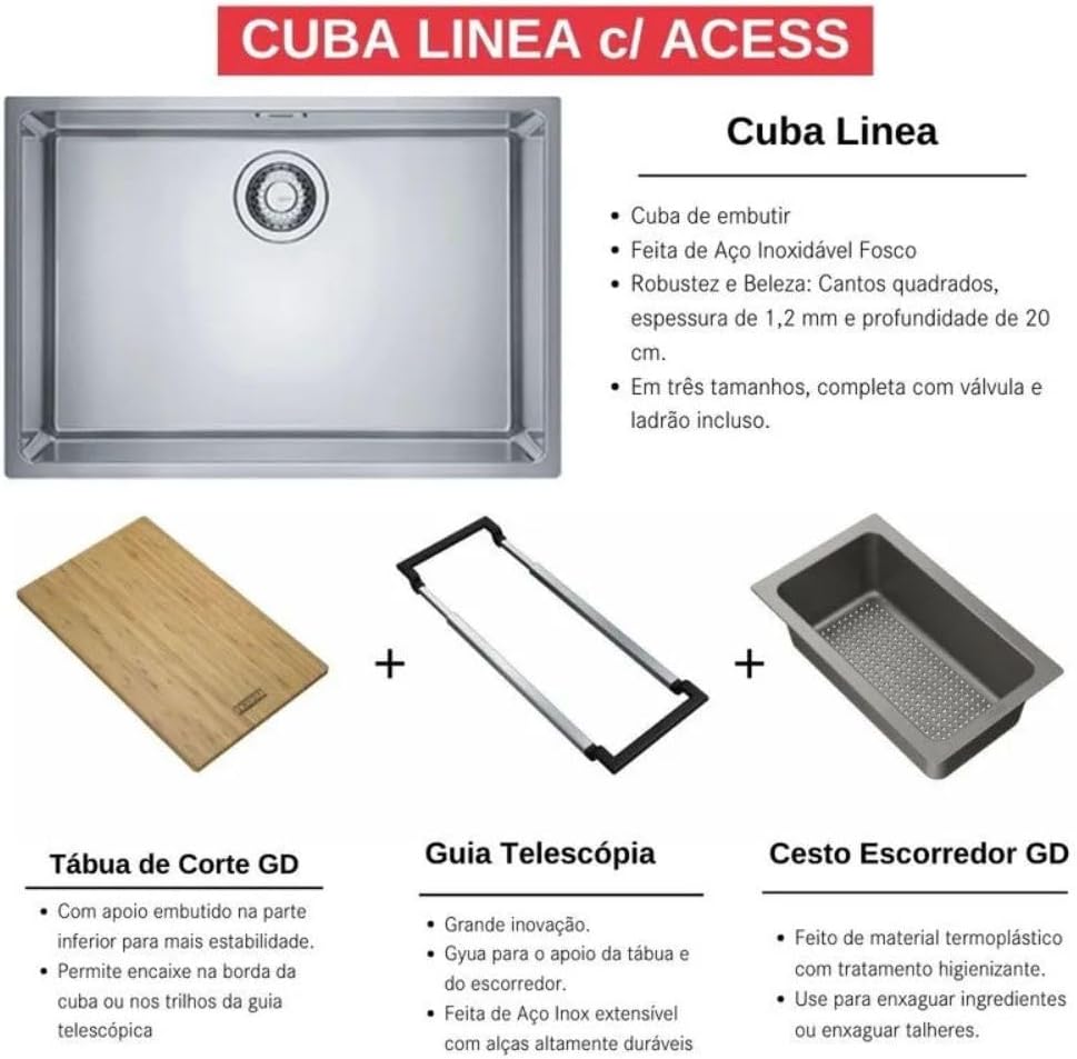 Cuba Franke Linea 60 Inox 60x40cm Com Acessórios All-In