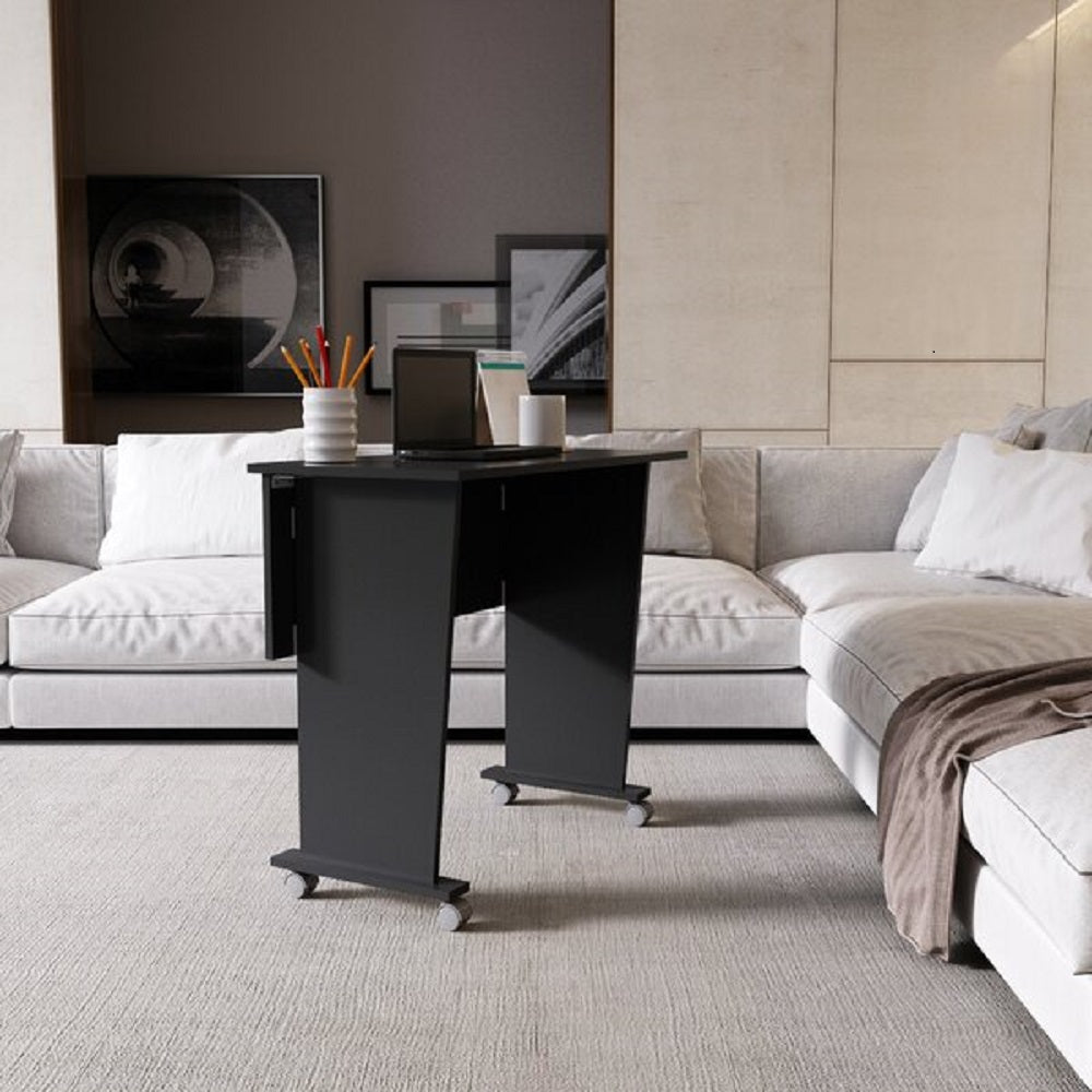 Mesa Escritório Dobrável com Rodizio Home Office Tecnomobili Preto