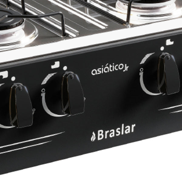 Fogão a gás 4 Bocas Mesa Em Inox Asiático Braslar