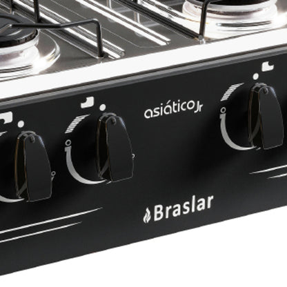 Fogão a gás 4 Bocas Mesa Em Inox Asiático Braslar