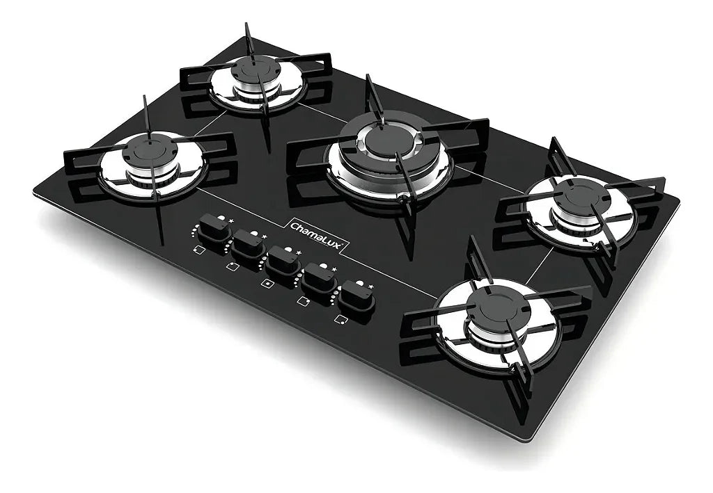 Cooktop 5 bocas Chamalux Tripla chama Bivolt Preto