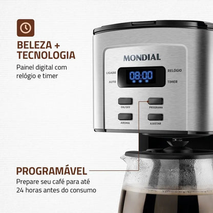 Cafeteira Elétrica 220V Dolce Arome Digital Mondial Preto/Inox 800W
