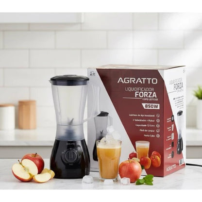 Liquidificador Agratto Forza LQLF-02 1,5L 850W 220V 2 Velocidades Função Pulsar Preto Leitoso