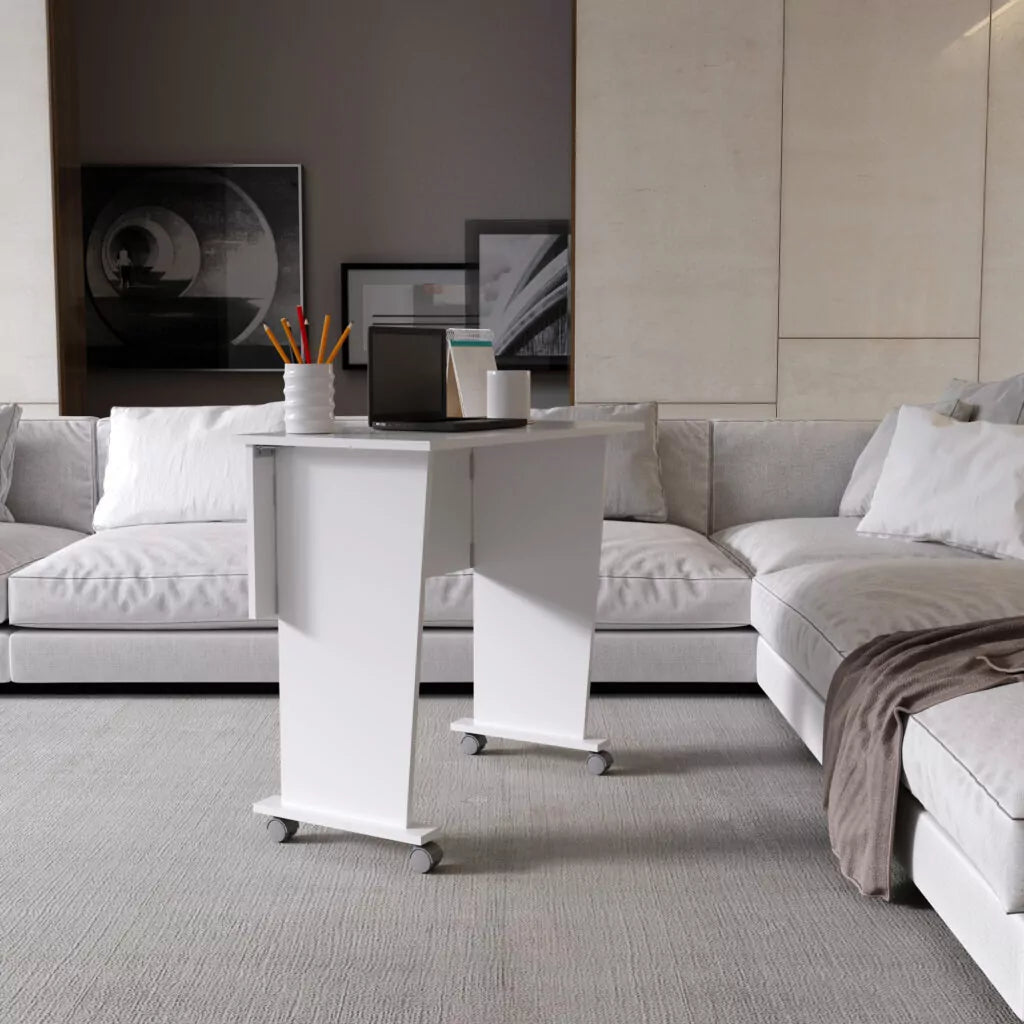 Mesa Escritório Dobrável com Rodizio Home Office Tecnomobili Branco