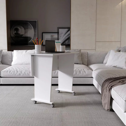 Mesa Escritório Dobrável com Rodizio Home Office Tecnomobili Branco