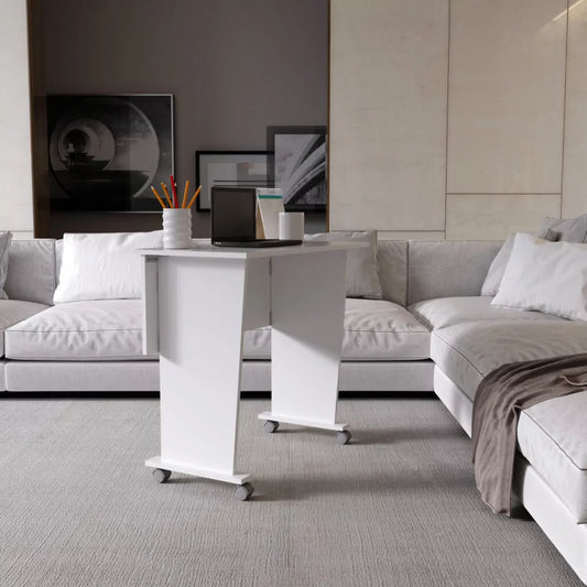 Mesa Escritório Dobrável com Rodizio Home Office Tecnomobili Branco