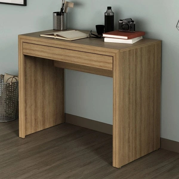 Mesa Escritório Com Gaveta Home Office Tecno Mobili Amêndoa